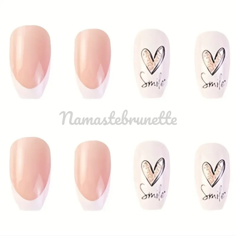 2/$16 Glitter Hearts French Manicure Press On Nails